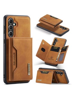 Case Cover For Samsung Galaxy A55 5G DG.MING M2 Series 3-Fold Multi Card Bag + Magnetic Phone Case Brown