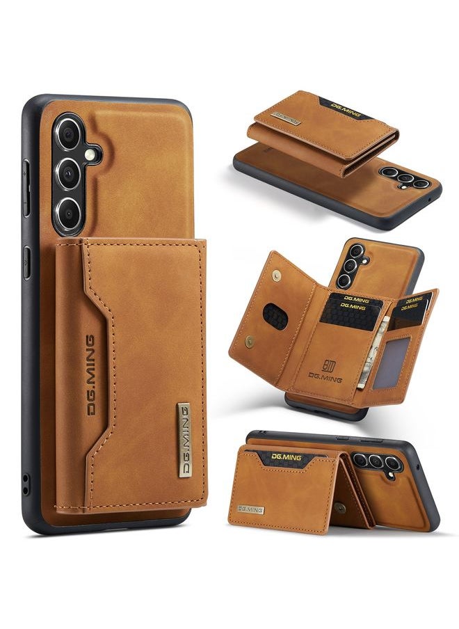 HuHa - Case Cover For Samsung Galaxy A55 5G DG.MING M2 Series 3-Fold Multi Card Bag + Magnetic Phone Case Brown - Image 1