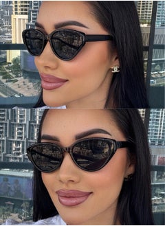 Zence Design Women's Retro Trendy Cat-Eye Sunglasses with UV400 Protection Plastic Frame Black  - Image 3