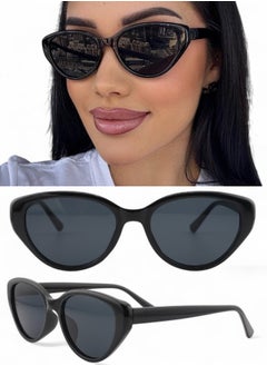 Zence Design Women's Retro Trendy Cat-Eye Sunglasses with UV400 Protection Plastic Frame Black  - Image 1
