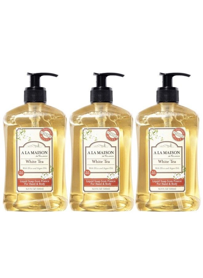 A La Maison White Tea Liquid Hand Soap Triple French Milled Natural Moisturizing Soap (3 Pack 16.9 Oz Bottle)  - Image 2
