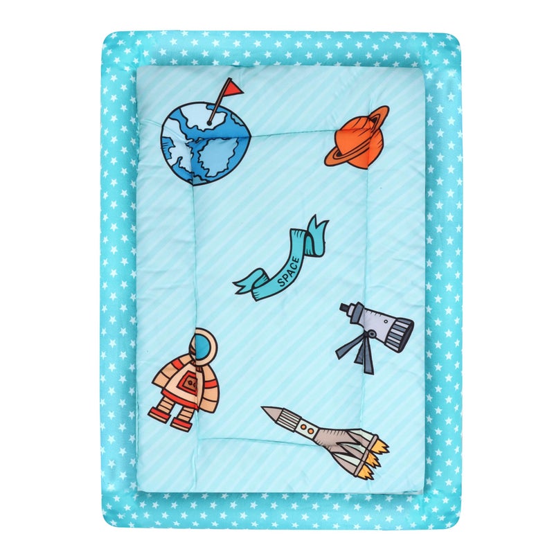 Remixon REMIXON Blue 3 Pillows & Rectangle Shape Space Theme Cotton Baby Bed for 0-1 Year BB109  - Image 5