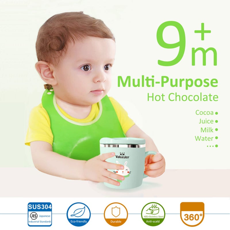 Valueder Kids Learning Cup Baby Trainer Mug for Milk Water Coffee, Hot Chocolate Juice Smoothies, 7oz, Bunny Tiffany - Image 2
