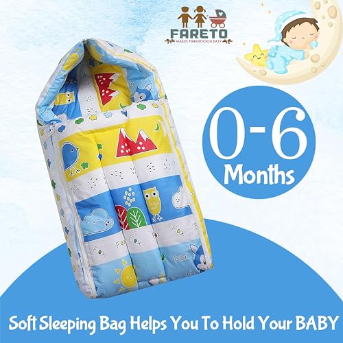 Fareto Combo of Baby Nest | Bed with Net | Carry Bag | 4 Pcs Bedding Set(0-6 Months) (Blue) - Image 5