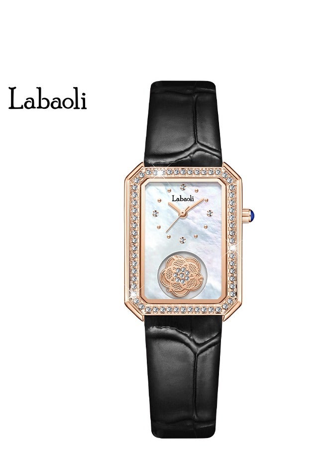 Labaoli Women's Fashion Diamond Inlaid Rotatable Camellia Watch - Image 1