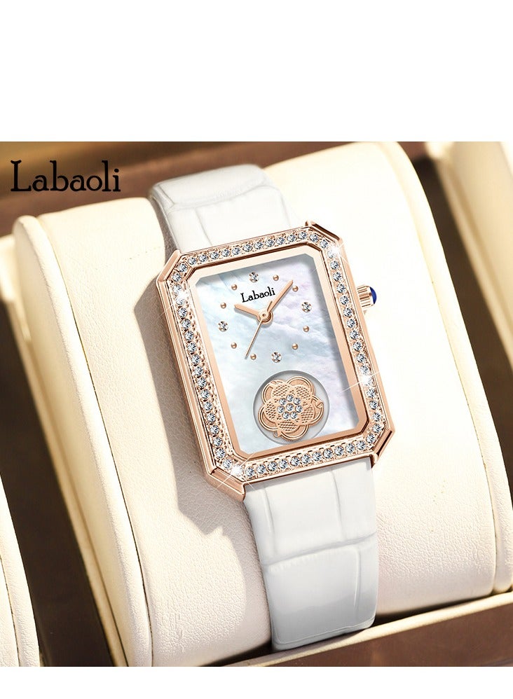 Labaoli Women's Fashion Diamond Inlaid Rotatable Camellia Watch - Image 2