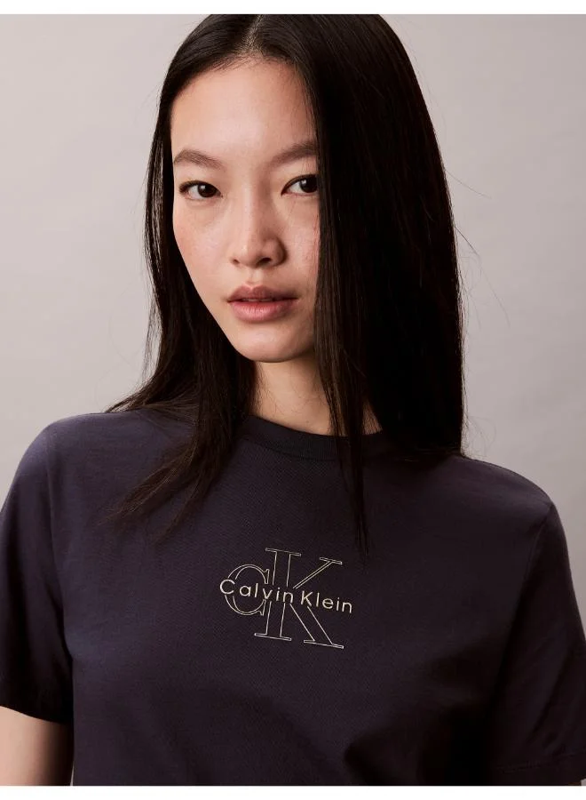 كالفن كلاين جينز تيشيرت بياقة دائرية برسومات