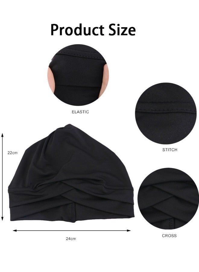 ٤ قطع من عمامات نسائية ناعمة مع غطاء رأس مطوي - Image 3