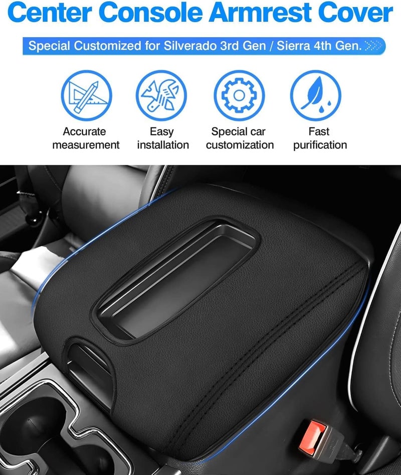 Autorder Center Console Cover for 2014-2018 Chevy Silverado/GMC Sierra 1500 2500 3500 Accessories Armrest Cover Anti-Scratch Middle Console Pad Armrest Protector(with Full Central Floor Console) - Image 2