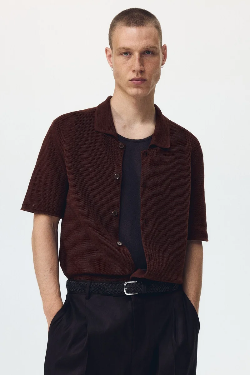 H&M Regular Fit Hole-knit shirt