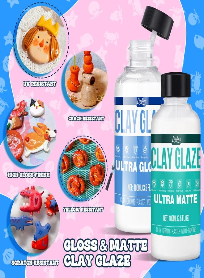 Limino Air Dry Clay Glaze - Upgraded Polymer Clay Glaze, 2 x 100ml Ultra Gloss and Matte Finish Varnish Pottery Glaze, Clay Sealant to Prevent Scratches, Wear, Cracking - Professional Clay Tools, Quick Dry - Image 3
