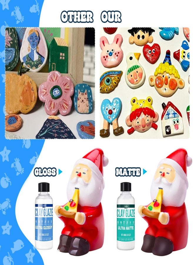 Limino Air Dry Clay Glaze - Upgraded Polymer Clay Glaze, 2 x 100ml Ultra Gloss and Matte Finish Varnish Pottery Glaze, Clay Sealant to Prevent Scratches, Wear, Cracking - Professional Clay Tools, Quick Dry - Image 4