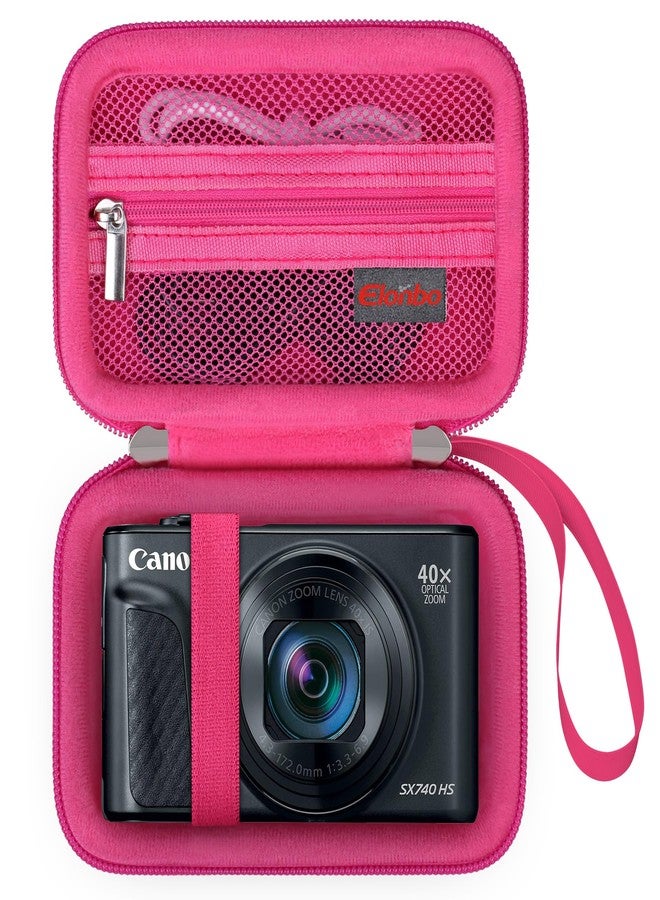 Elonbo Carrying Case for Canon PowerShot SX740/SX730/SX720/SX620 Digital Camera, 4K Video Camera Travel Storage Cover Bag Organiser, raspberry, Pocket organiser - Image 1