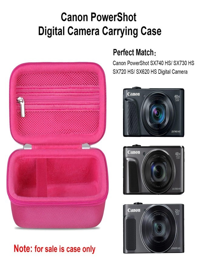 Elonbo Carrying Case for Canon PowerShot SX740/SX730/SX720/SX620 Digital Camera, 4K Video Camera Travel Storage Cover Bag Organiser, raspberry, Pocket organiser - Image 2