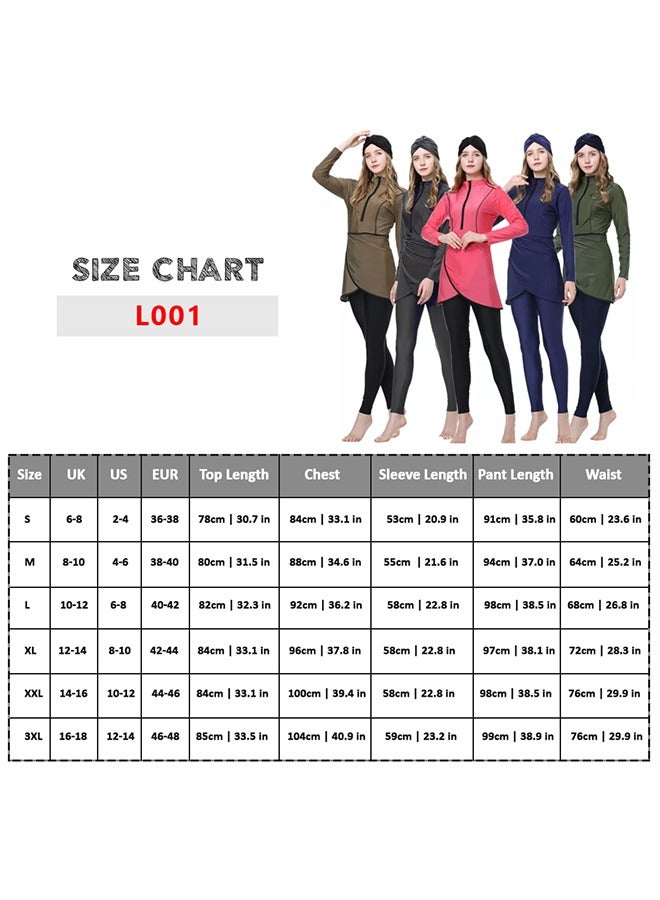 MARGOUN Women 2XL Size Muslim Swimming Costume for Women 3 Piece Full Coverage Zipper Front Swimwear Islamic Rash Guard Pink - Image 2