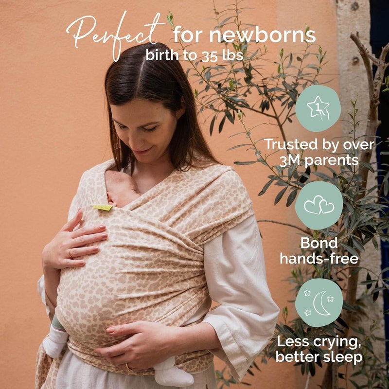 Boba Baby Wrap Carrier â€“ Original Baby Sling Carrier for Newborns (7â€“35 lbs), Soft, Secure, Hands-Free & Ergonomic, Ideal for Comfortable Bonding, New Parents (Sand Leopard) - Image 3
