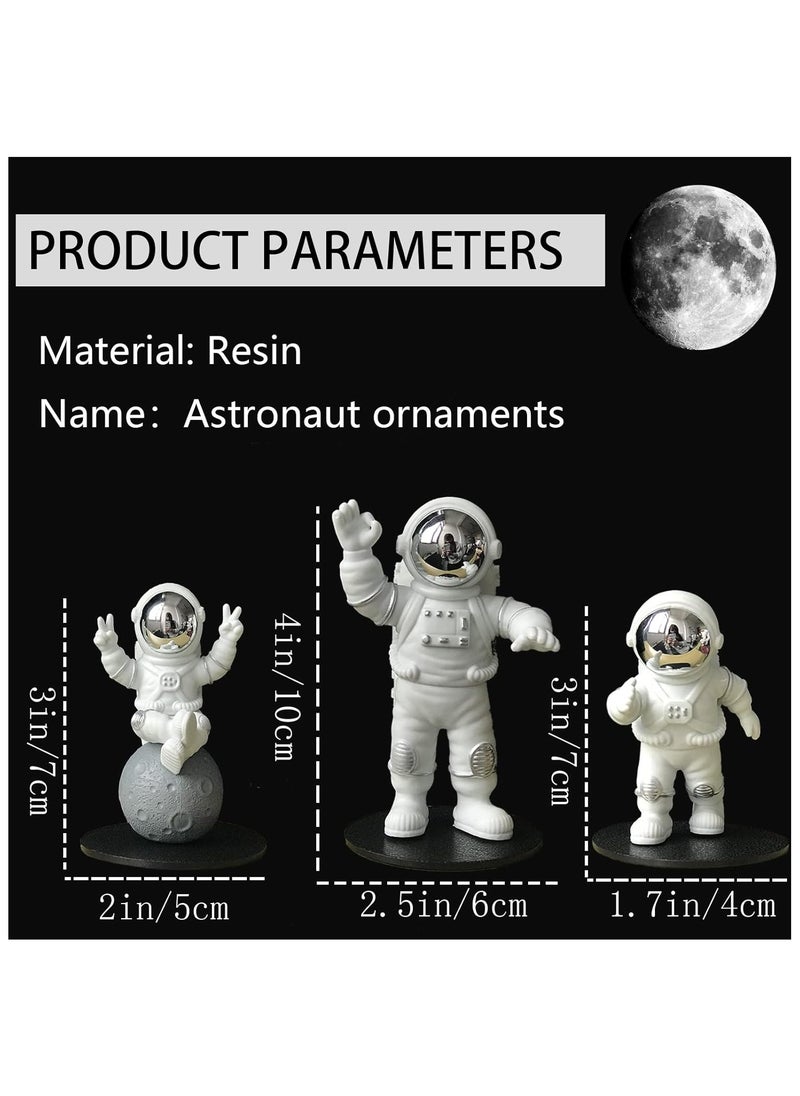 Generic 3 Pcs Silver White Astronaut Statues Set, Spaceman Sculpture Figurines Home Ornament Cake Toppers Gift  - Image 5