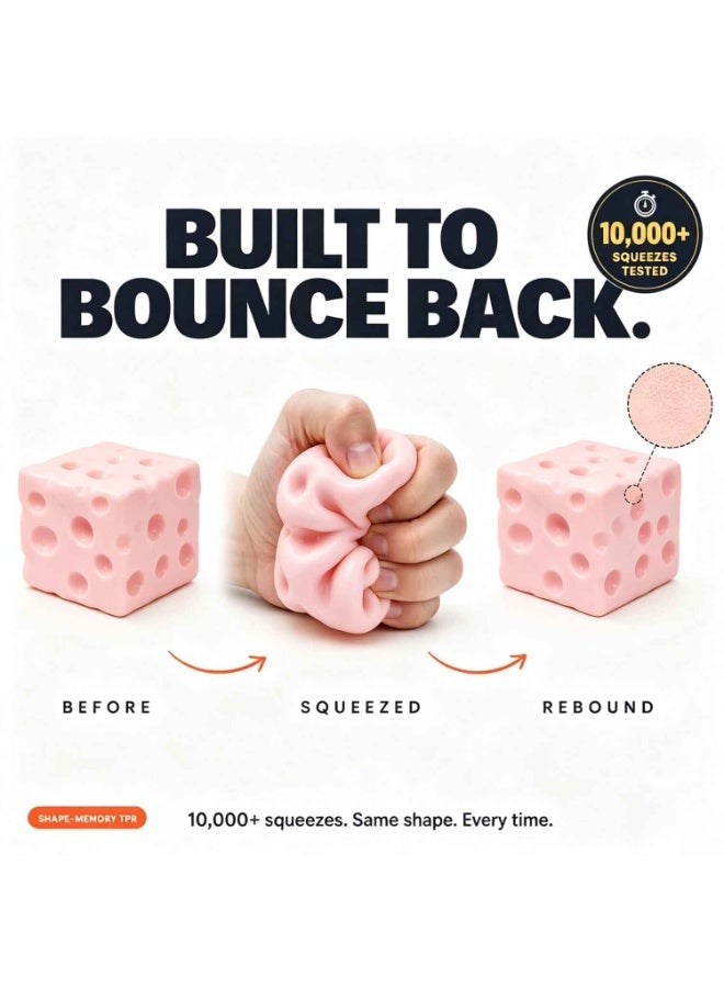 Pink Cheese Squishy, Squeeze Soft Cheese Luck Squishy Skin Slow Rising Sensory Stress & Anxiety Relief Fidget for Adults Gift Novelty Anxiety Calming Desk Party Favors - Image 5