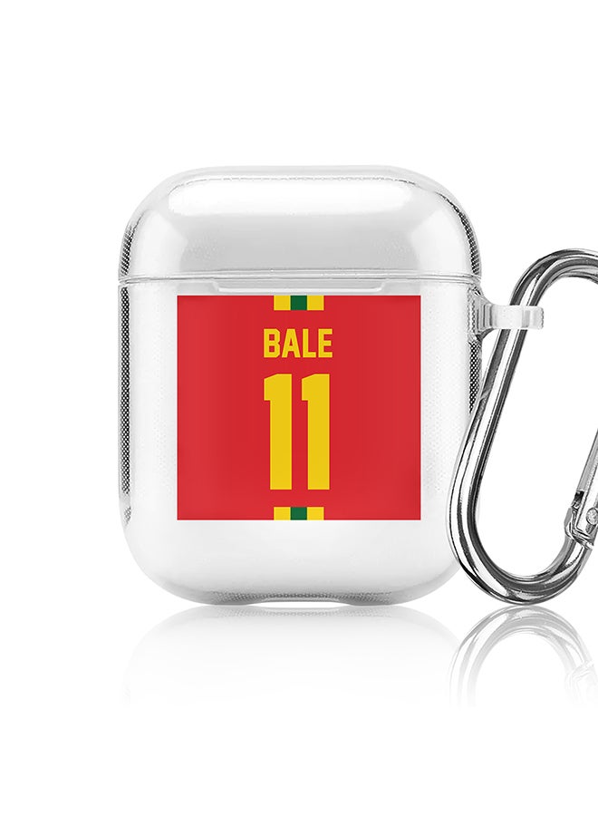 Stylizedd Classic Clear printed Case for Apple Airpods 2 / 1 Soft TPU Gel Thin Transparent Flexible Cover - Football Team - Wales, Player Name - Bale - Image 1