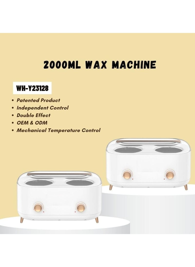 واكس كيس سخان شمع مزدوج الوعاء، سخان شمع احترافي مزدوج الوعاء، جهاز تسخين شمع لإزالة الشعر، جهاز شمع للتحكم في درجة الحرارة للمنزل والصالون (أبيض) - Image 2