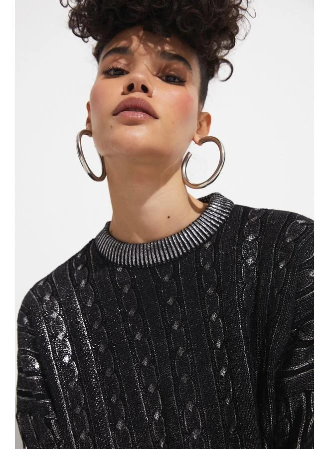 جون June Varaklı Knitwear Sweater Black