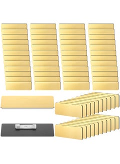 Geosar 50 Pcs Name Tag Badge Blanks 1 X 3" Brushed Gold Round Corners Pin Diy Blank Id Name Badge For Office Workers Students  - Image 1