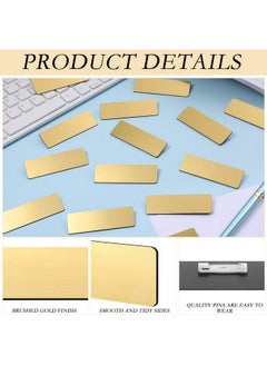 Geosar 50 Pcs Name Tag Badge Blanks 1 X 3" Brushed Gold Round Corners Pin Diy Blank Id Name Badge For Office Workers Students  - Image 3