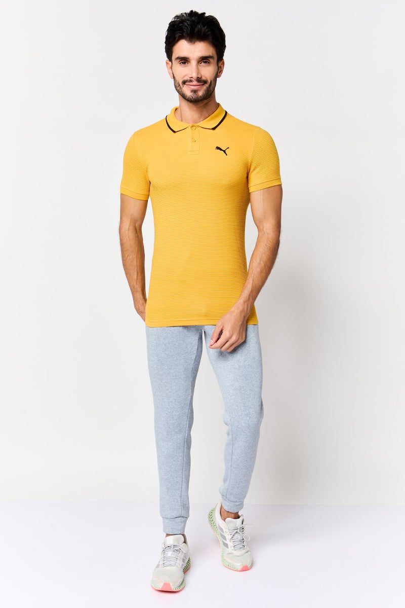 PUMA Men Sportswear Fit Short Sleeve Ottoman Polo Shirt, Mustard - Image 3