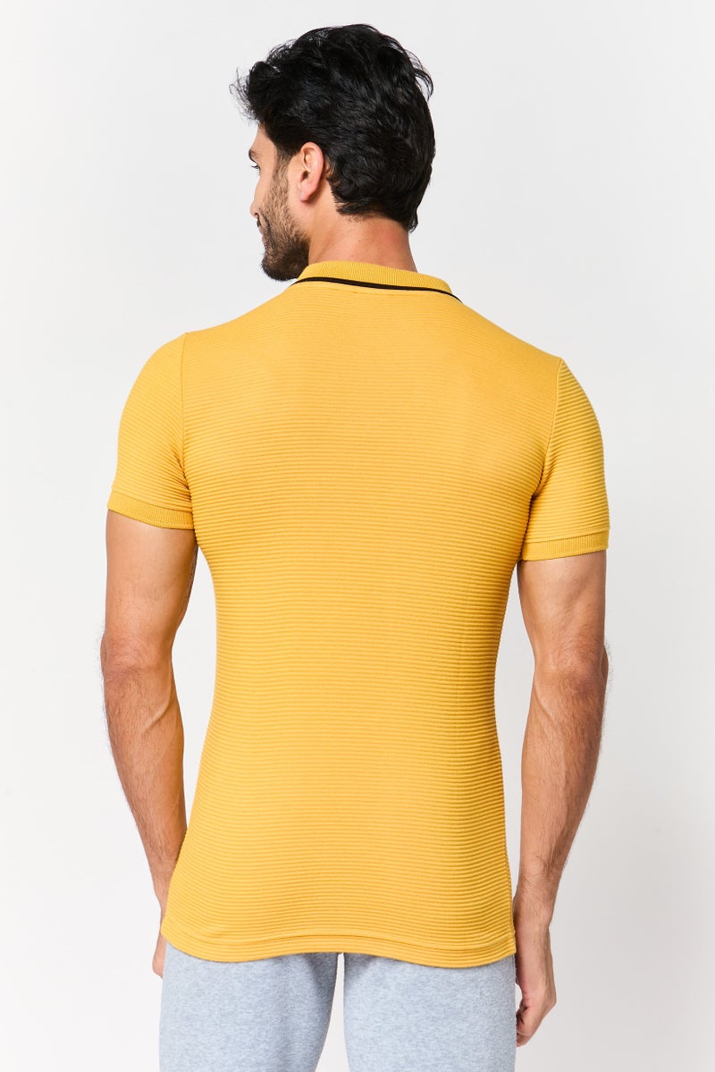 PUMA Men Sportswear Fit Short Sleeve Ottoman Polo Shirt, Mustard - Image 4
