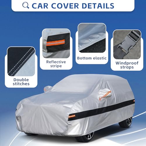 Holthly 10 Layers SUV Car Cover Custom Fit for Mazda CX-9/CX-90/CX 9/CX 90 (2007-2025) Waterproof All Weather for Automobiles, Outdoor Full Cover Rain Sun UV Protection.Silver - Image 4