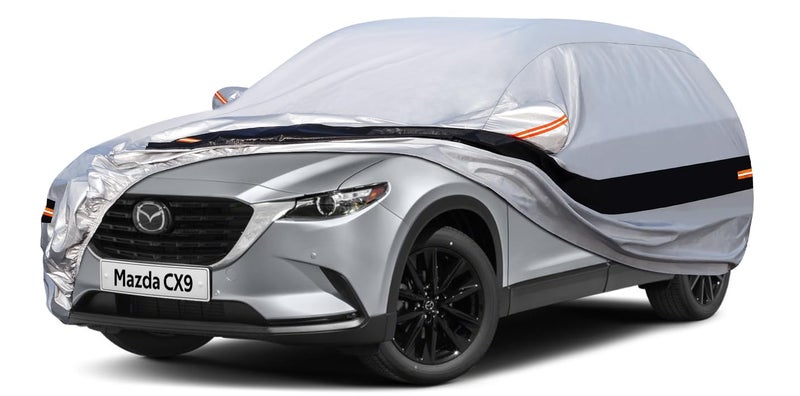 Holthly 10 Layers SUV Car Cover Custom Fit for Mazda CX-9/CX-90/CX 9/CX 90 (2007-2025) Waterproof All Weather for Automobiles, Outdoor Full Cover Rain Sun UV Protection.Silver - Image 1