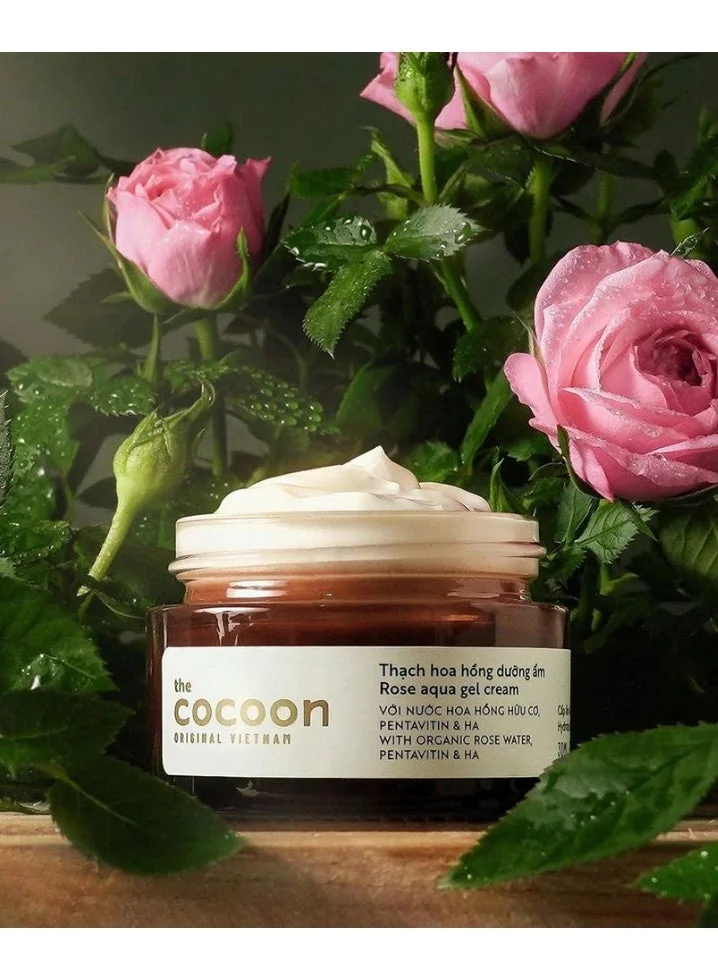 The Cocoon Original Vietnam  Rose Aqua Gel Cream 30ml. Lightweight Moisturiser Gel Cream with Matt Finish | Skin Hydrating and Plumping | Brightening Face Moisturiser for Oily & Combination Skin  | Best Price UAE
