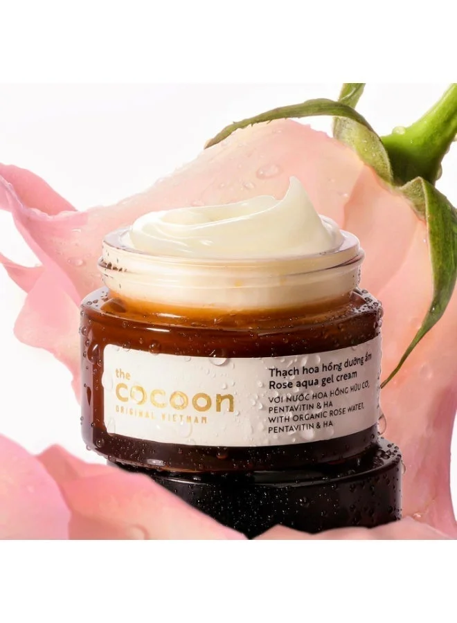 The Cocoon Original Vietnam  Rose Aqua Gel Cream 30ml. Lightweight Moisturiser Gel Cream with Matt Finish | Skin Hydrating and Plumping | Brightening Face Moisturiser for Oily & Combination Skin  | Best Price UAE