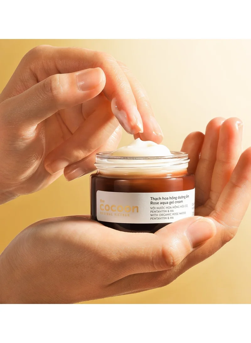 The Cocoon Original Vietnam  Rose Aqua Gel Cream 30ml. Lightweight Moisturiser Gel Cream with Matt Finish | Skin Hydrating and Plumping | Brightening Face Moisturiser for Oily & Combination Skin  | Best Price UAE
