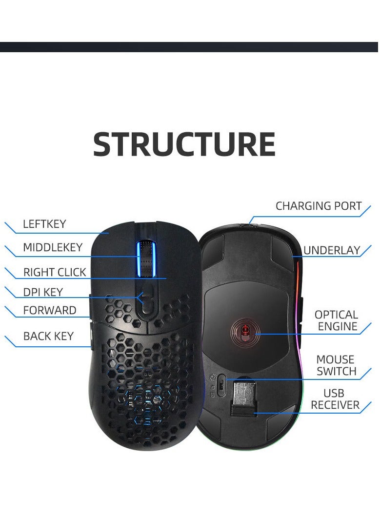 Wireless Bluetooth Dual-Mode Charging Mouse, RGB Light Mouse - Game Essential Wireless Mouse Office - Image 4