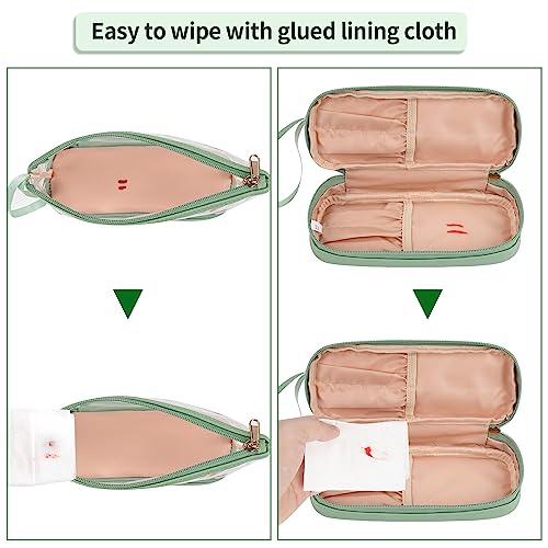 Ethereal Clear Makeup Bag, Green TSA Approved Toiletry Bag with Brushes Compartment Small Travel Make up Bags for Women - Image 5