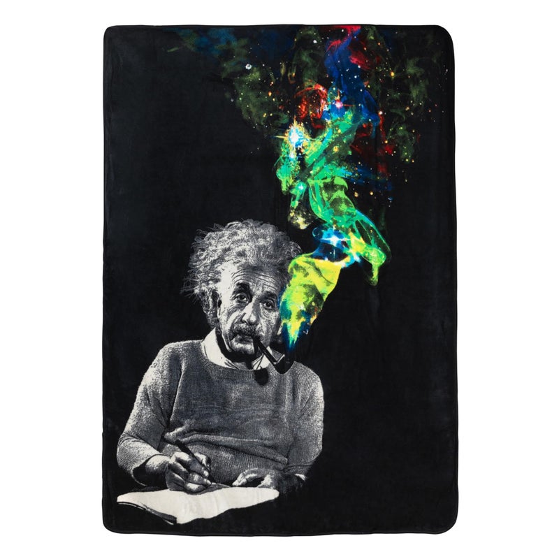 JUST FUNKY Albert Einstein Smoke Galaxy Lightweight Fleece Throw Blanket | 45 x 60 Inches - Image 1