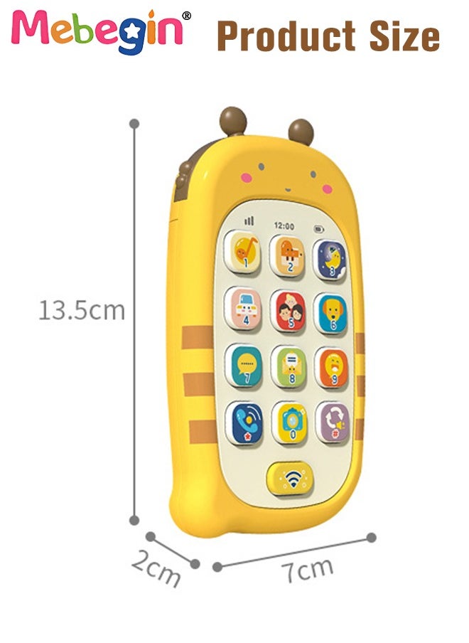 MEBEGIN - Baby Bee Shape Cell Phone Toy with Teether Case and Record Repeat Function, Light, Music Kids Play and Learn Phone for Infant or Toddler, Preschool Birthday Gift for Girl Boy Yellow - Image 1