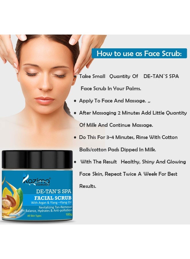 KAZIMA DE-Tan SPA Facial Scrub (100g) with Argan & Ylang Ylang Oil - Image 2
