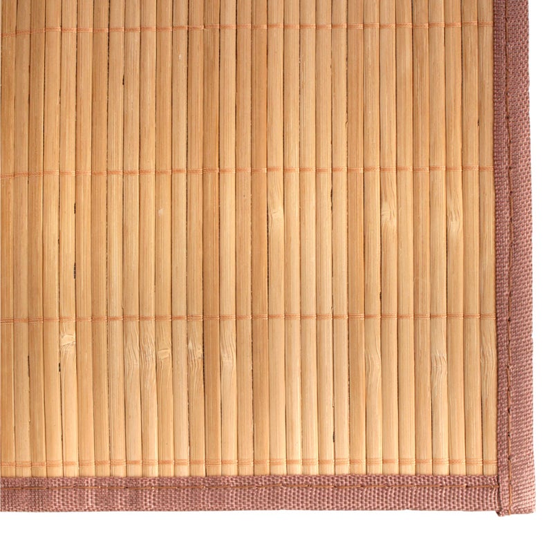 BambooMN Natural Brown Slat Bamboo Table Runner with Fabric Border  Home D?cor  Brown w/ Brown Border - 1 Piece - Image 3