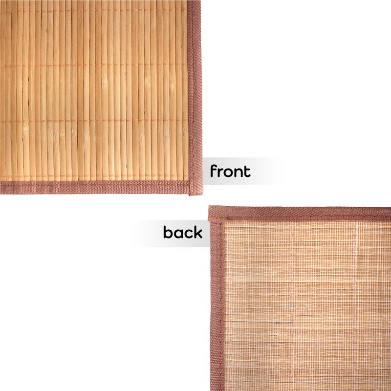 BambooMN Natural Brown Slat Bamboo Table Runner with Fabric Border  Home D?cor  Brown w/ Brown Border - 1 Piece - Image 4