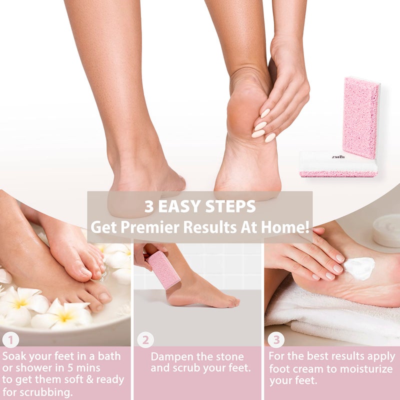 ZMOI Glass Pumice Stone Callus Remover for Feet, Elbows, Hands, and Knees, Spain Made - 2 in 1 Pedicure Exfoliator and Scrubber for Rough, Hard Skin (Pink Color) - Image 5