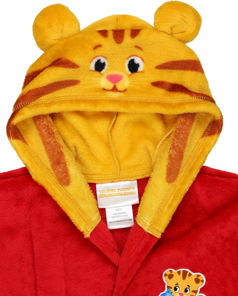 Daniel Tiger Toddler Boys Girls Hooded Plush Fleece Bathrobe Robe with Ears - Image 3