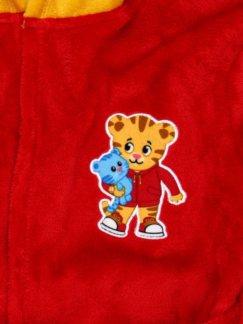Daniel Tiger Toddler Boys Girls Hooded Plush Fleece Bathrobe Robe with Ears - Image 4