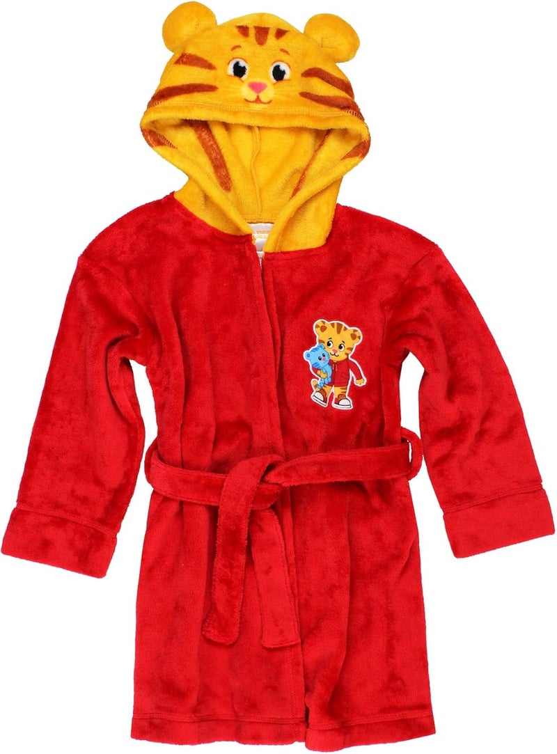 Daniel Tiger Toddler Boys Girls Hooded Plush Fleece Bathrobe Robe with Ears - Image 1