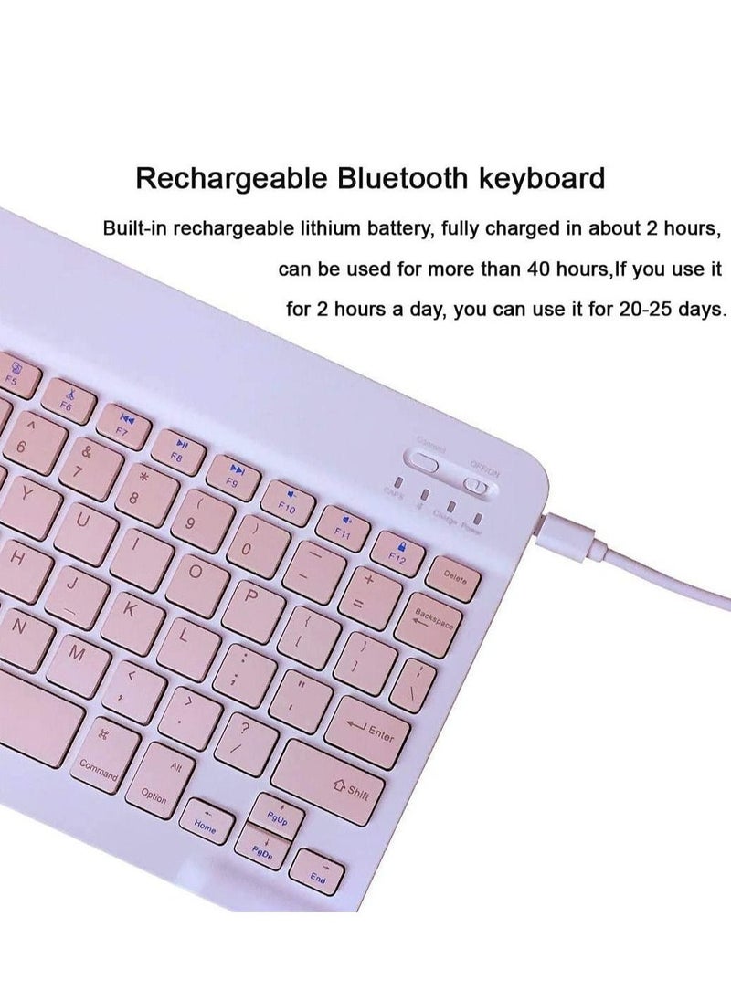 Rechargeable Bluetooth Keyboard and Mouse Combo Ultra-Slim Portable Compact Wireless Mouse Keyboard Set for Android Windows Tablet Cell Phone iPhone iPad Pro Air Mini, iPad OS/iOS 13 and Above (Pink)  - Image 3