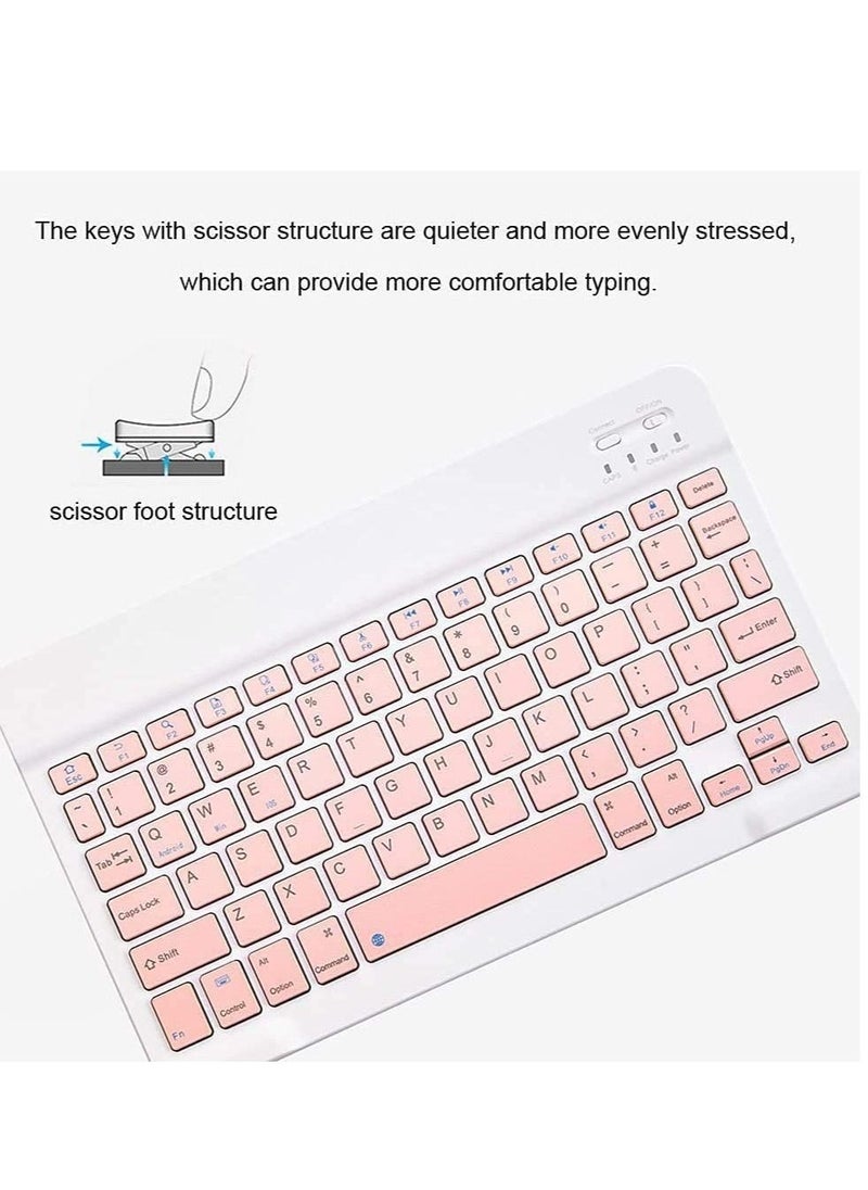 Rechargeable Bluetooth Keyboard and Mouse Combo Ultra-Slim Portable Compact Wireless Mouse Keyboard Set for Android Windows Tablet Cell Phone iPhone iPad Pro Air Mini, iPad OS/iOS 13 and Above (Pink)  - Image 4