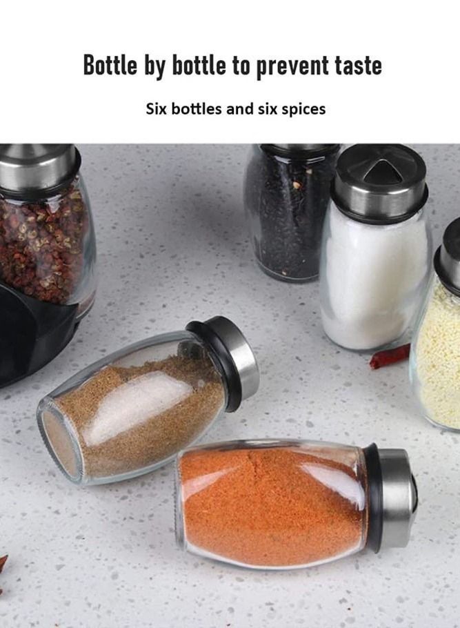 AMERTEER Rotating Spice Holder Shelf with Glass Bottles for Kitchen Storage - Image 4