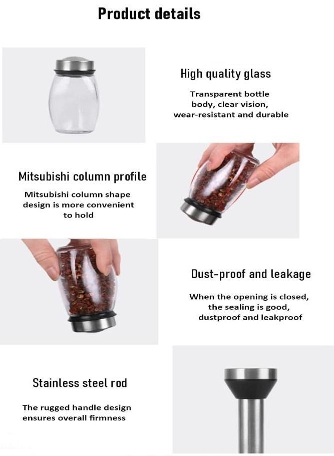AMERTEER Rotating Spice Holder Shelf with Glass Bottles for Kitchen Storage - Image 3