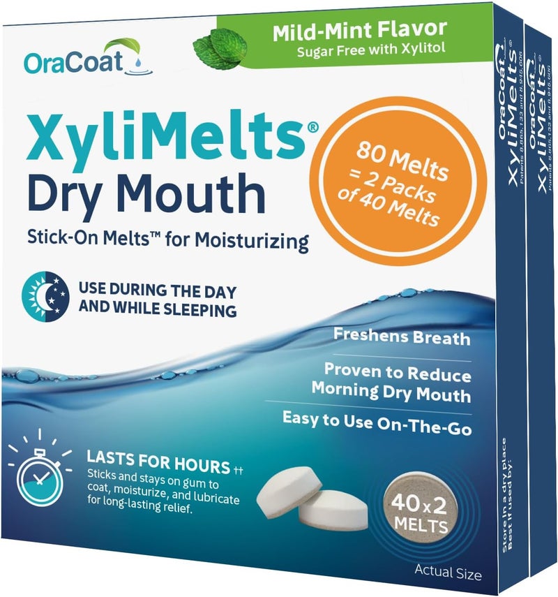 OraCoat XyliMelts Dry Mouth Relief - Mild Mint Flavor, 80-Count Box - Image 2